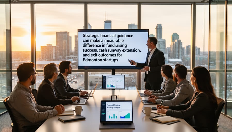 Successful Edmonton entrepreneur in modern startup office environment